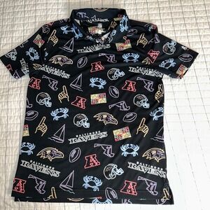 Chubbies NFL Baltimore Ravens Polo Shirt Kids Youth Medium YM Neon Print Black